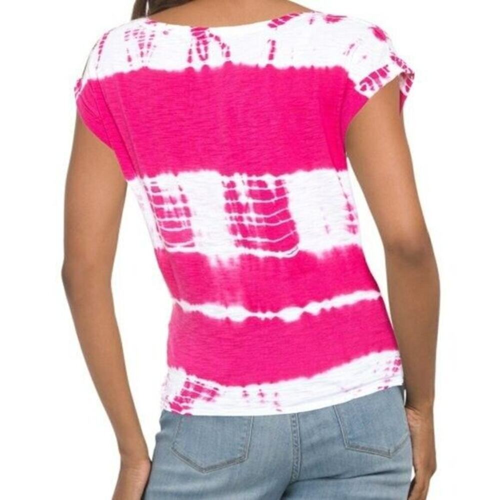 New Lucky Brand Women's Tie-Dye Twist Front Lightweight Cotton T-Shirt - Picture 2 of 5